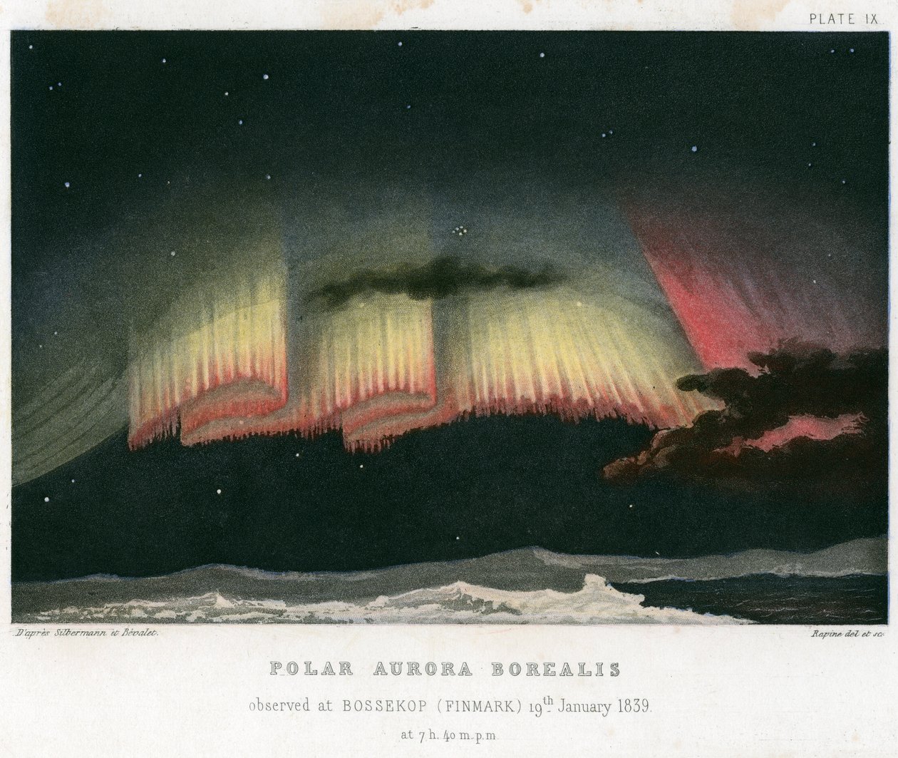 Aurora Borealis veya Kuzey Işıkları, perde formu 1839. [1872] by Rapine
