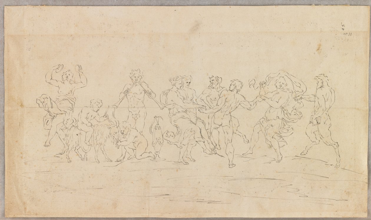 A Bacchanal (rekto) (kalem ve siyah mürekkep) by Raymond Lafage