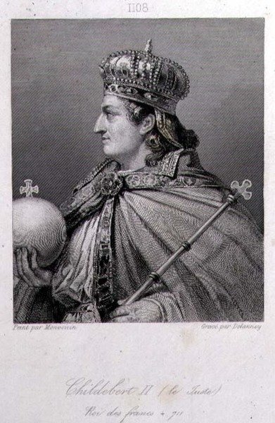 Childebert, Avustralya Kralı, Delannoy tarafından oyulmuş (gravür) by Raymond Quinsac (after) Monvoisin