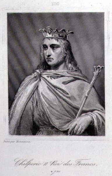 Chilperic II (c.675-721) Neustria Kralı (gravür) by Raymond Quinsac (after) Monvoisin