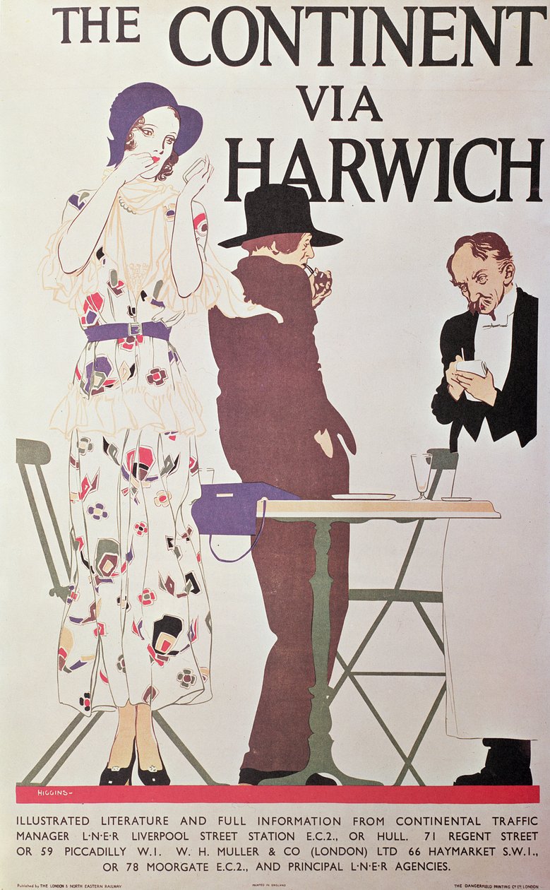 Kıta Via Harwich (afiş) by Reginald Edward Higgins