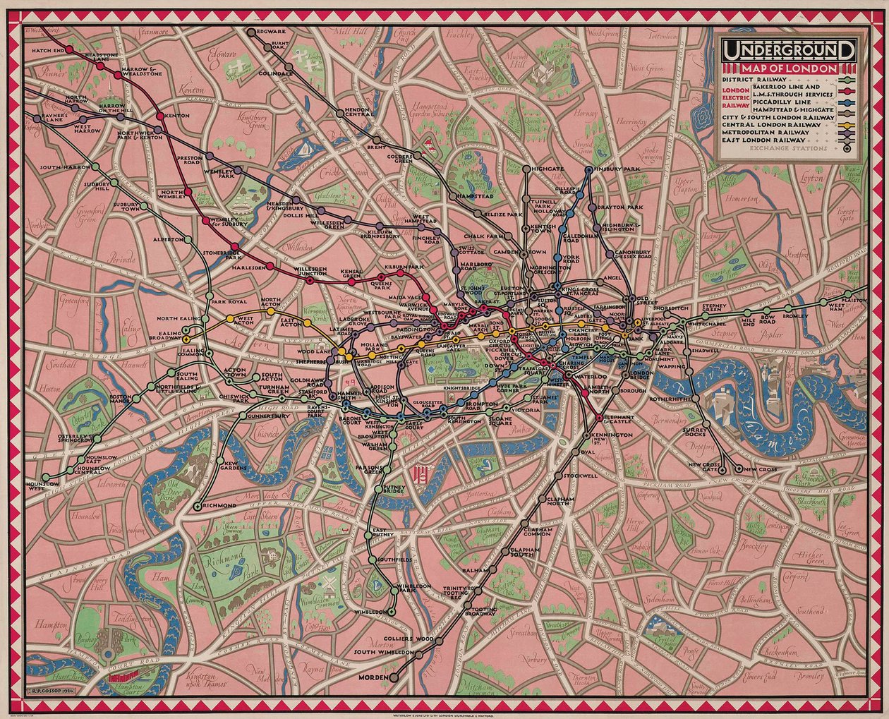 Londra yeraltı haritası by Reginald Percy Gossop