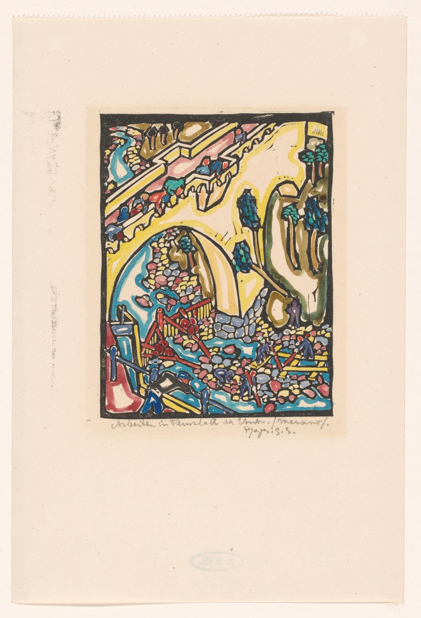 Adige nehir yatağında çalışmak (nesne üzerindeki orijinal başlık) by Reijer Stolk (signed by artist)
