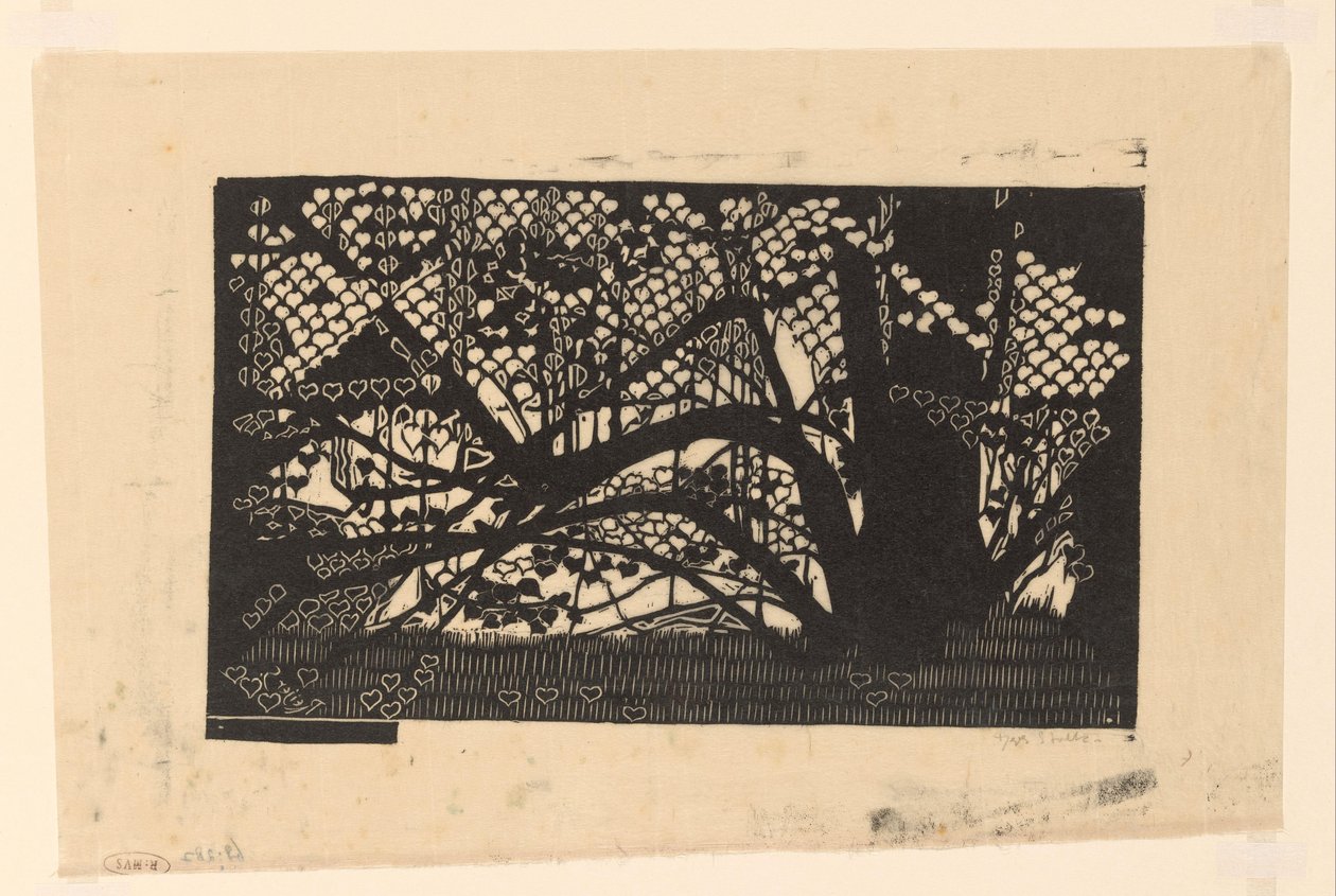 Kalp şeklinde yaprakları olan ağaç by Reijer Stolk (signed by artist)