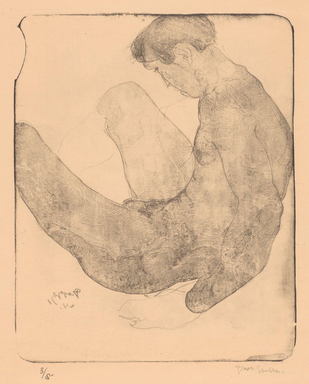 Dizlerini kaldıran çıplak adam by Reijer Stolk (signed by artist)