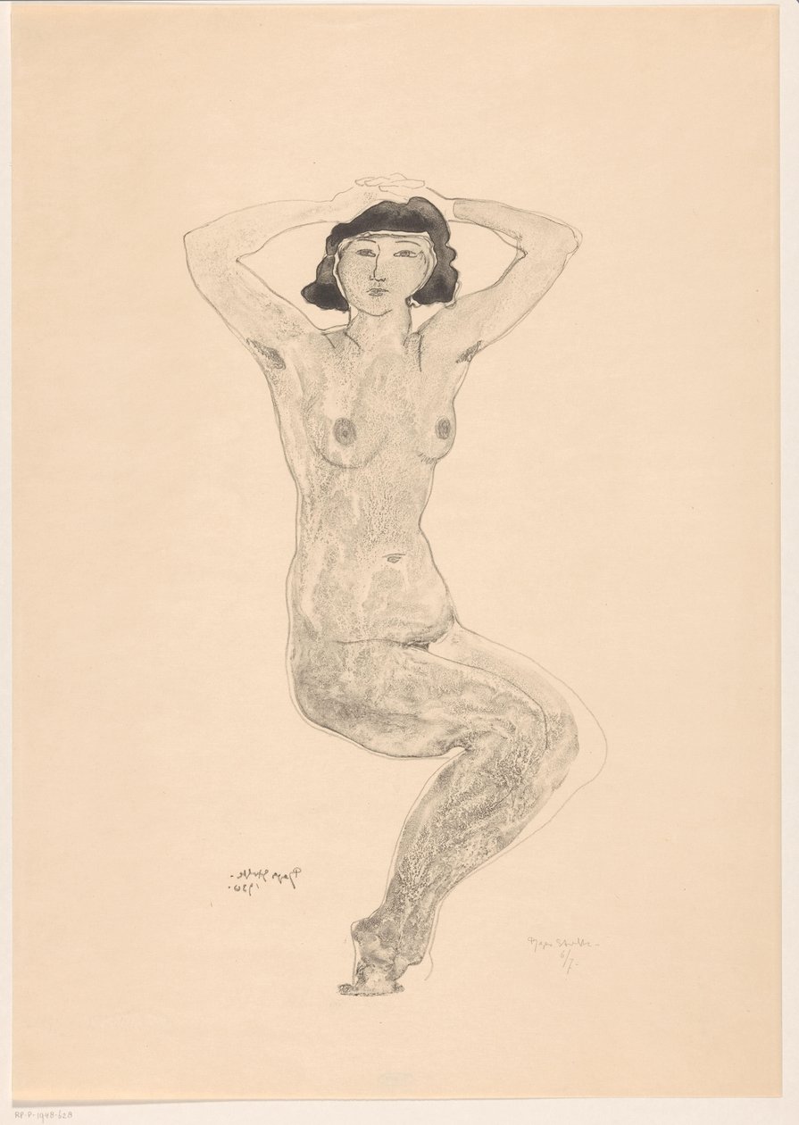 Elleri başında oturan çıplak kadın by Reijer Stolk (signed by artist)