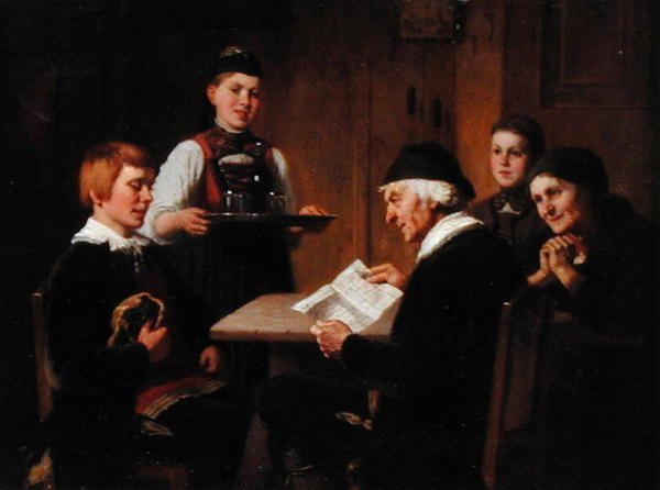 Giriş Mektubu, c.1880 (panel üzerine yağlı boya) by Reinhard Sebastian Zimmerman