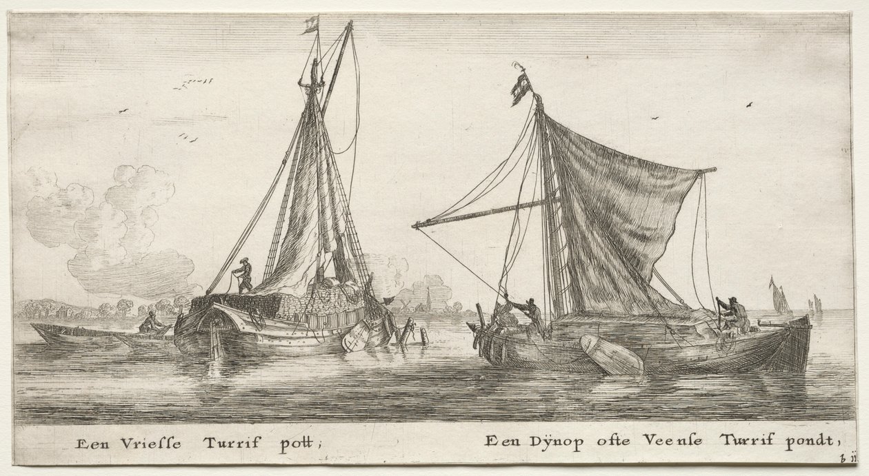 Amsterdam Gemileri: Bir Frizce Turba Mavnası. Dÿnop, Veensche Turba Göleti yakınında. by Reinier Nooms