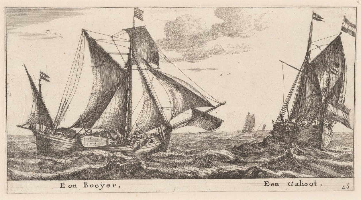 Bir Boeier ve bir Galliot by Reinier Nooms, called Zeeman