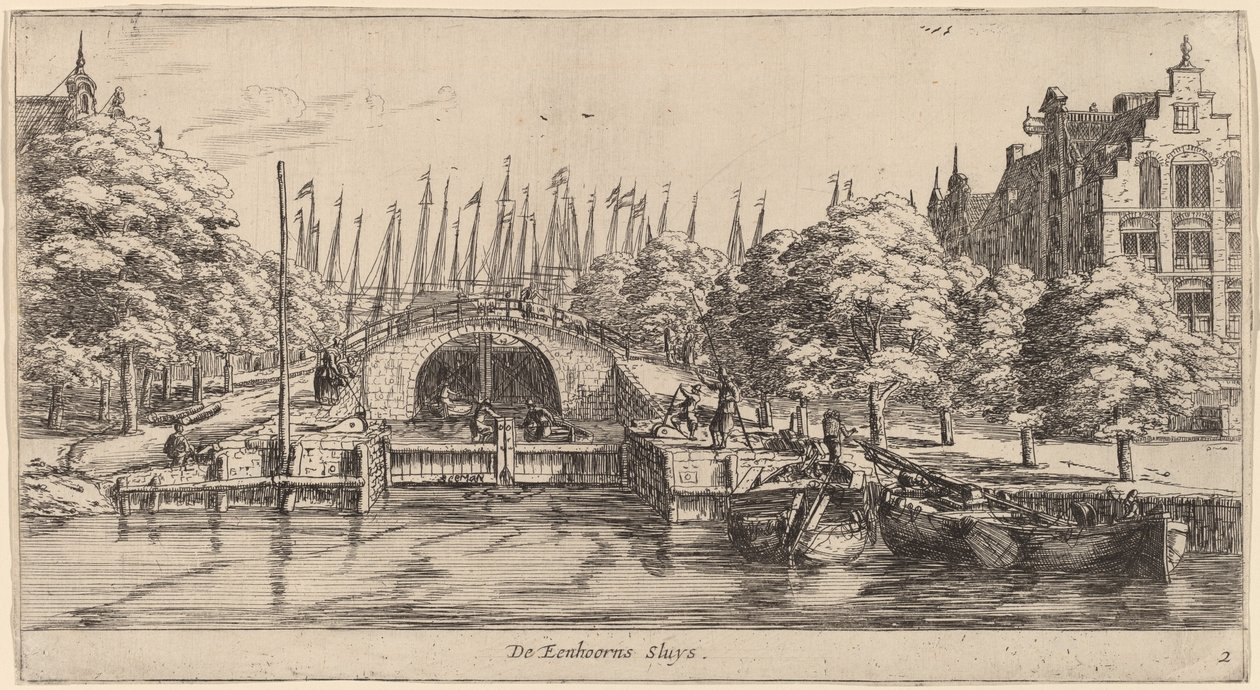 Tekboynuzlar Sluice (Tekboynuzlar Sluys) by Reinier Nooms, called Zeeman