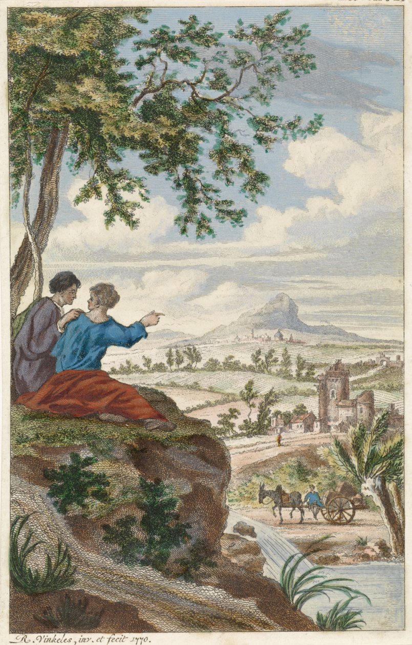 Figürler bir manzaraya bakıyor by Reinier Vinkeles (I)
