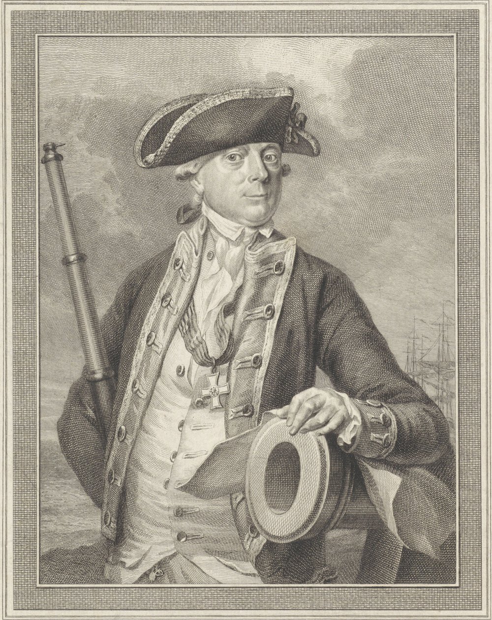 Amiral Jan Hendrik van Kinsbergen 1735-1819, Dogger Bank Kontu, 1781 by Reinier Vinkeles