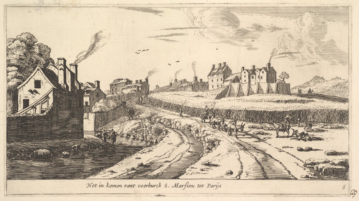 Paris yakınlarındaki Saint Marceau banliyösüne giriş, 17. yüzyıl. by Reinier Zeeman
