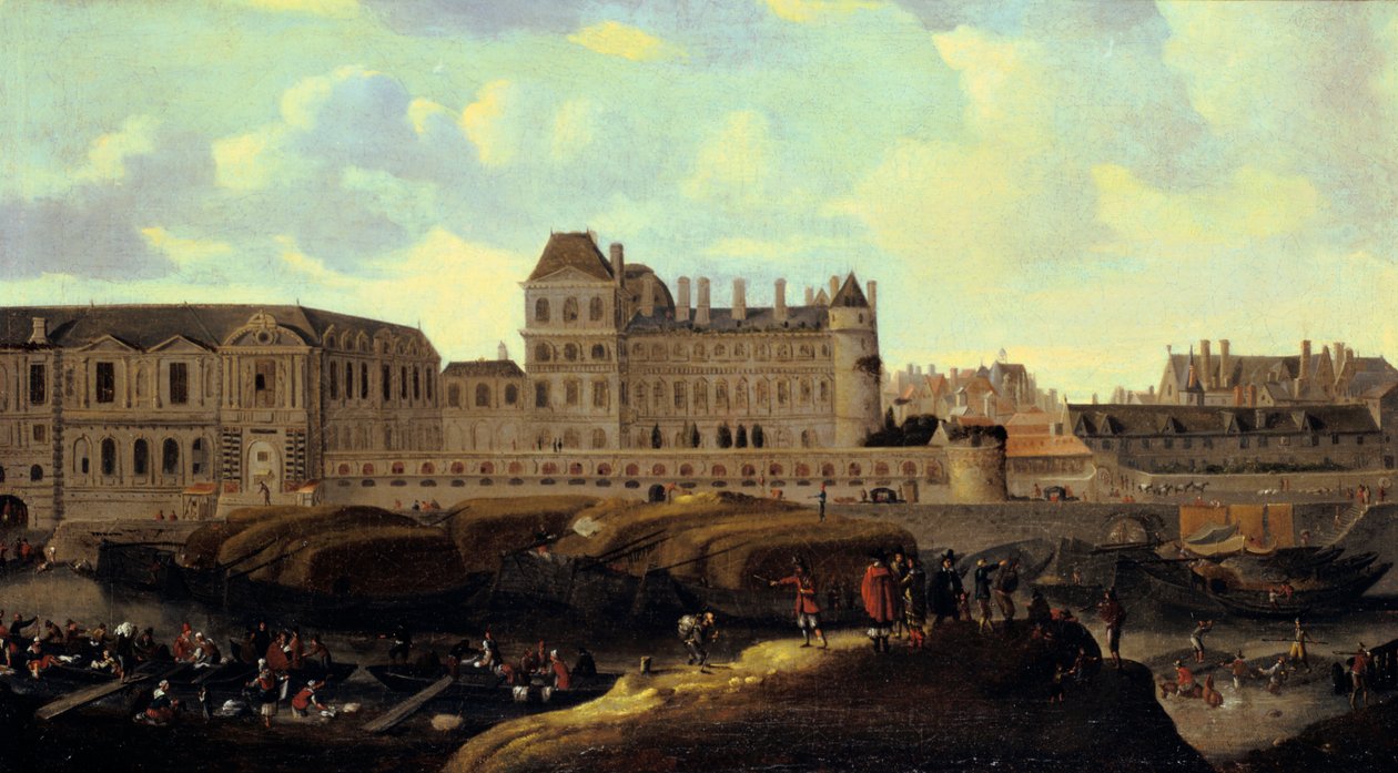 Louvre ve Petit Bourbon, Seine, Paris, 17. yüzyıldan görüldü by Reinier Zeeman