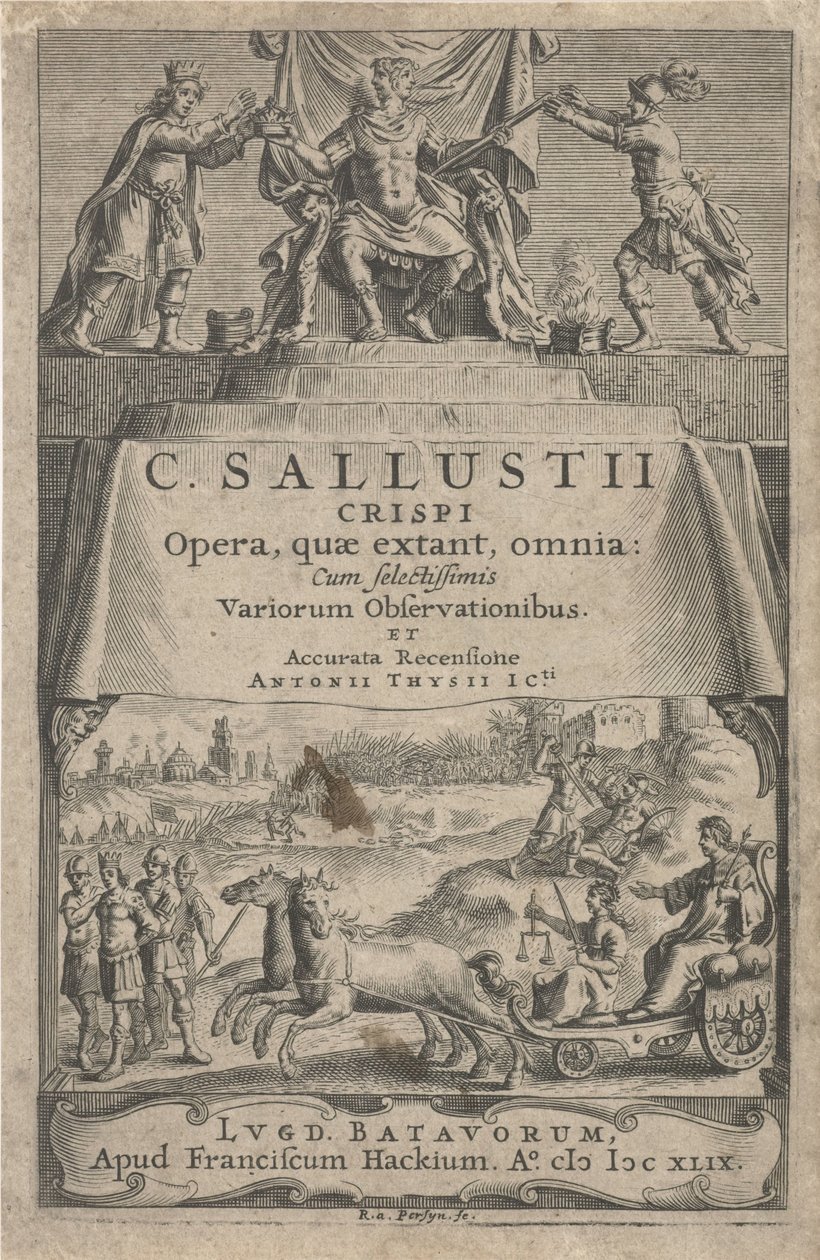 Zafer Arabasında Bir İmparator ve Adalet Başlık sayfası: A. Thysius jr., Opera, quæ extant, omnia, 1649 by Reinier van Persijn