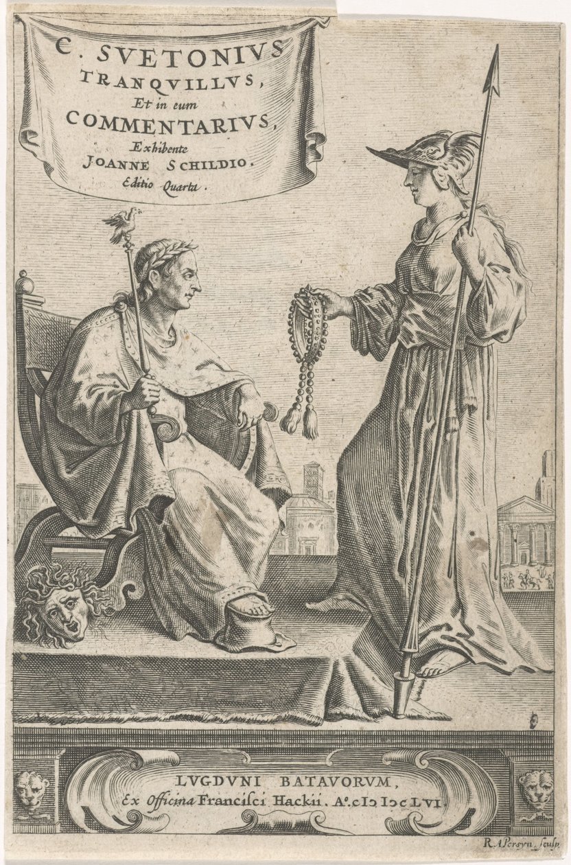 Koltuğunda bir imparator olan kaide Başlık sayfası: J. Schild, [Opera], 1656 by Reinier van Persijn