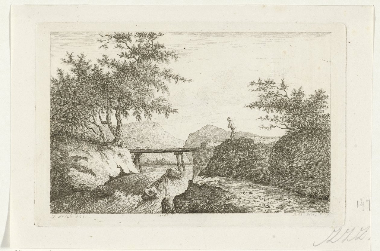 Bir şelalede köprü by Reinierus Albertus Ludovicus baron van Isendoorn à Blois