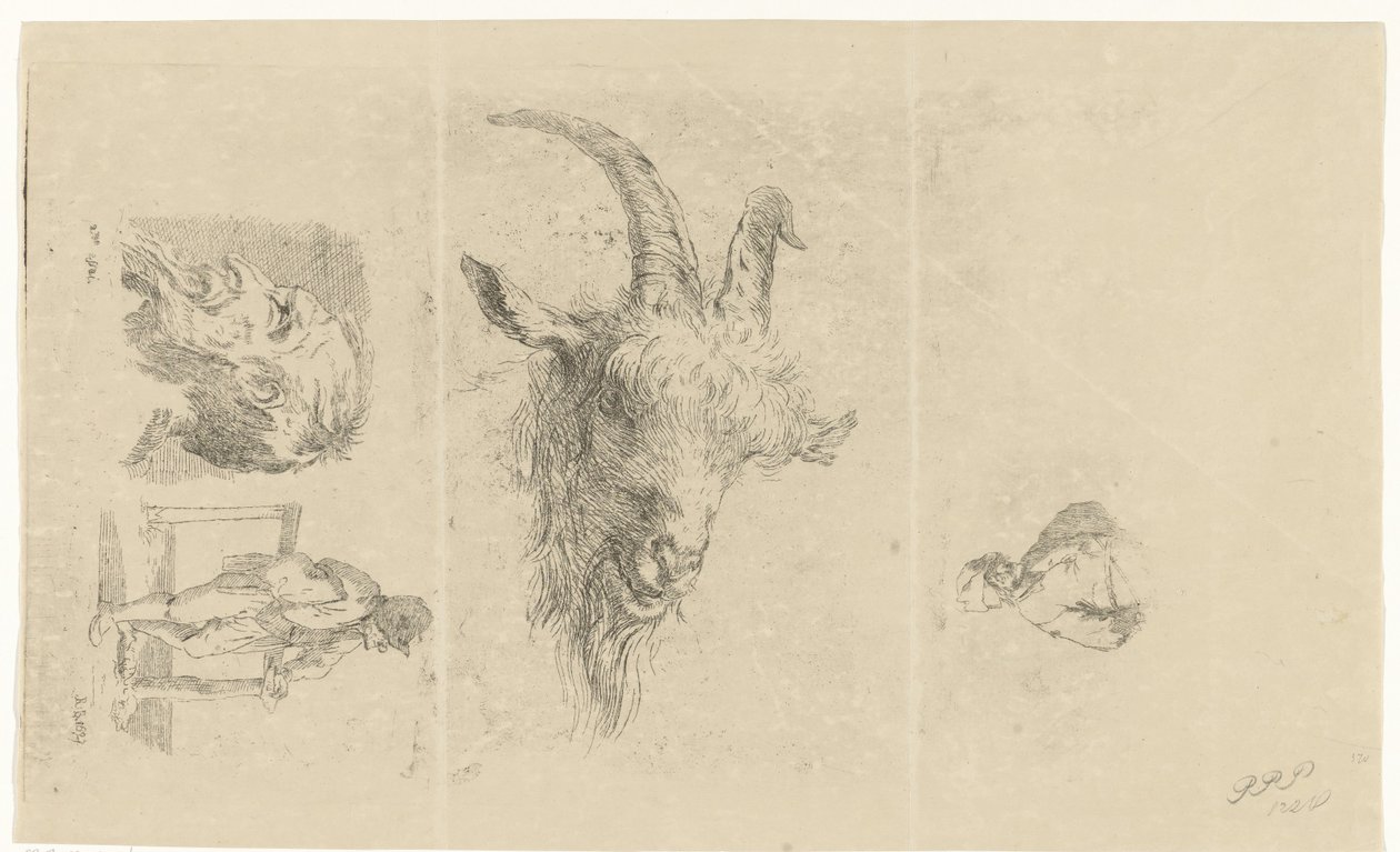 Dört performans içeren çalışma sayfası by Reinierus Albertus Ludovicus baron van Isendoorn à Blois