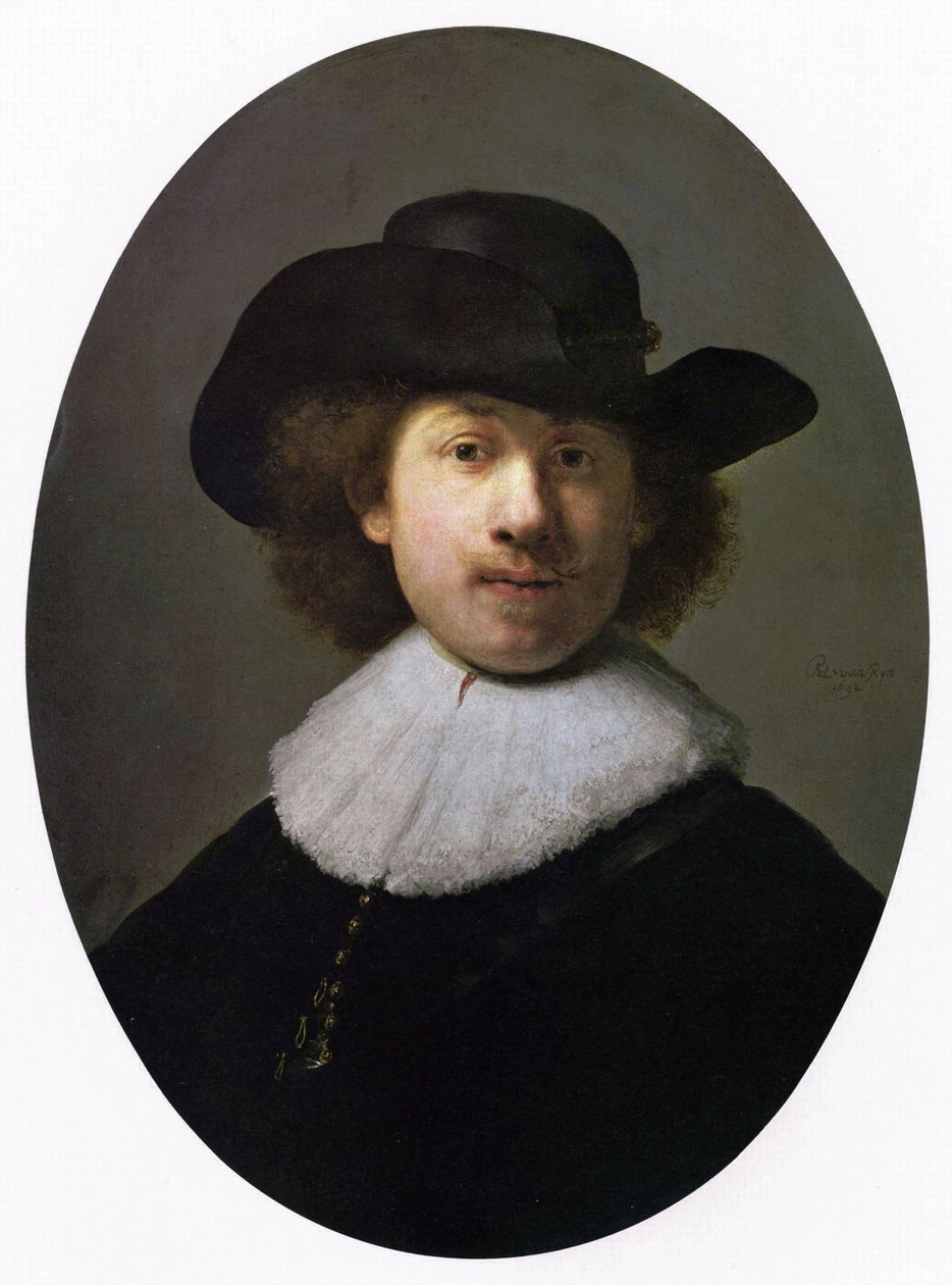 Uyanık şapkalı otoportre by Rembrandt van Rijn