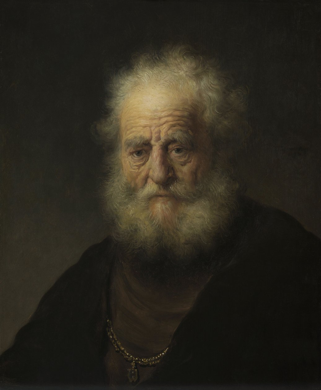 Altın Zincirli Yaşlı Bir Adamın İncelenmesi by Rembrandt van Rijn