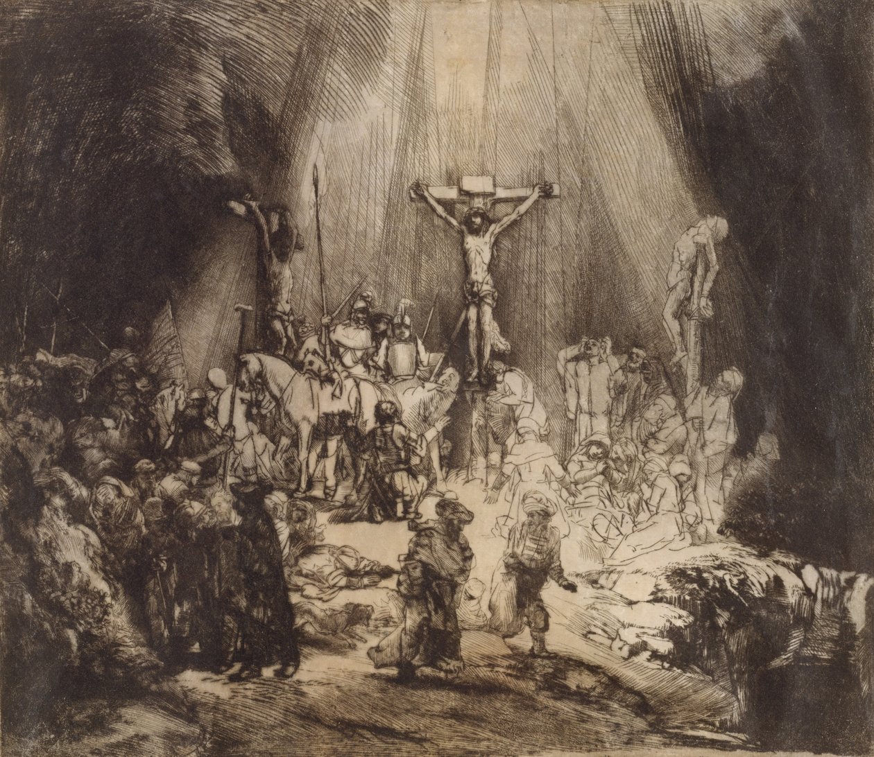 İki Hırsız Arasında Çarmıha Gerilen İsa: Üç Haç, 1653 by Rembrandt van Rijn