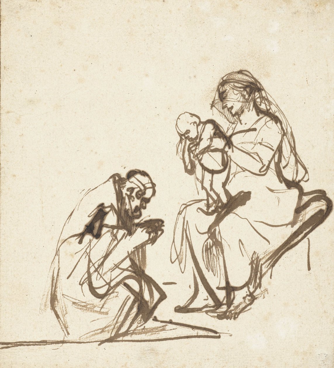 Bakire ve Çocuğa Tapan Üç Kraldan Biri, c.1635-40 by Rembrandt van Rijn