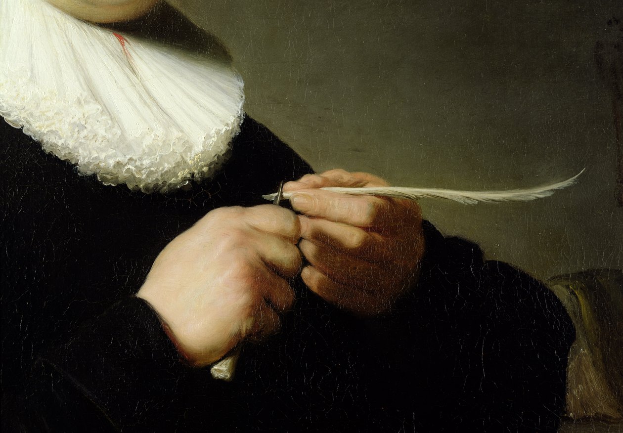 Tüy Kalemi Bileyen Adam, 1632 (detay) by Rembrandt van Rijn