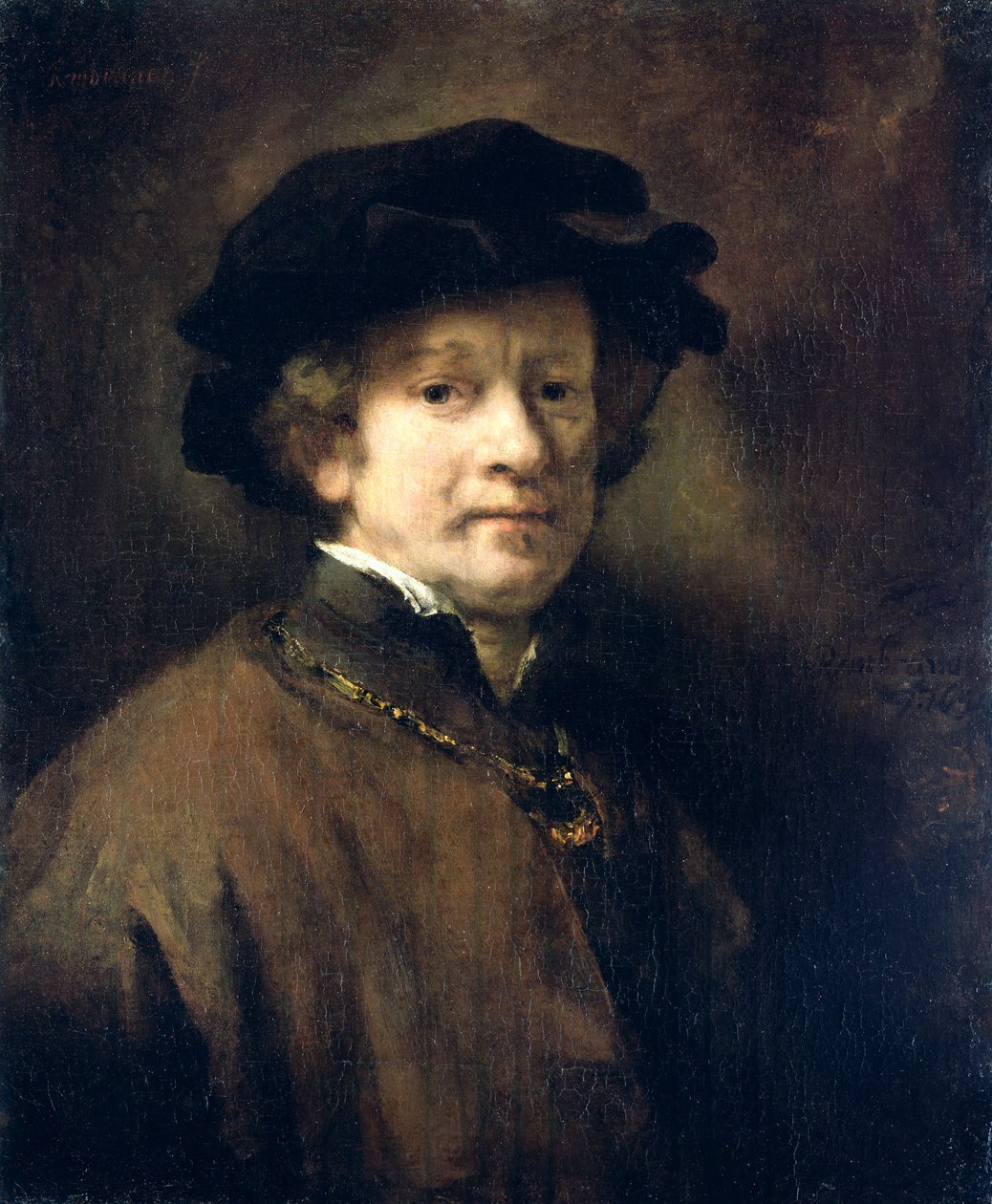 Başlıklı ve Altın Zincirli Otoportre, 1654 by Rembrandt van Rijn