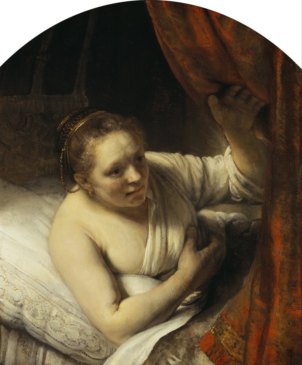 Yatakta Bir Kadın by Rembrandt van Rijn