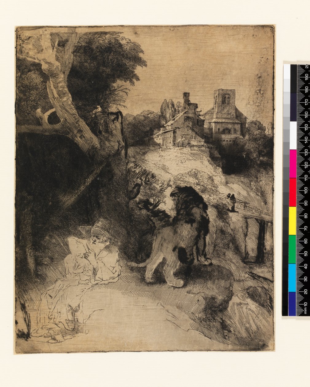 AD.12.39-376 bir İtalyan manzarasında Aziz Jerome by Rembrandt van Rijn
