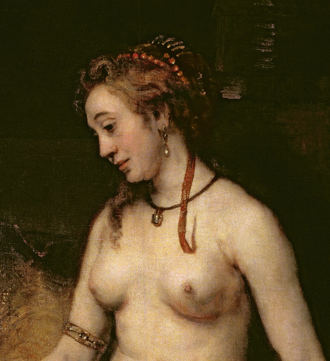 Bathsheba Banyosu, 1654 (44593 detayı) by Rembrandt van Rijn