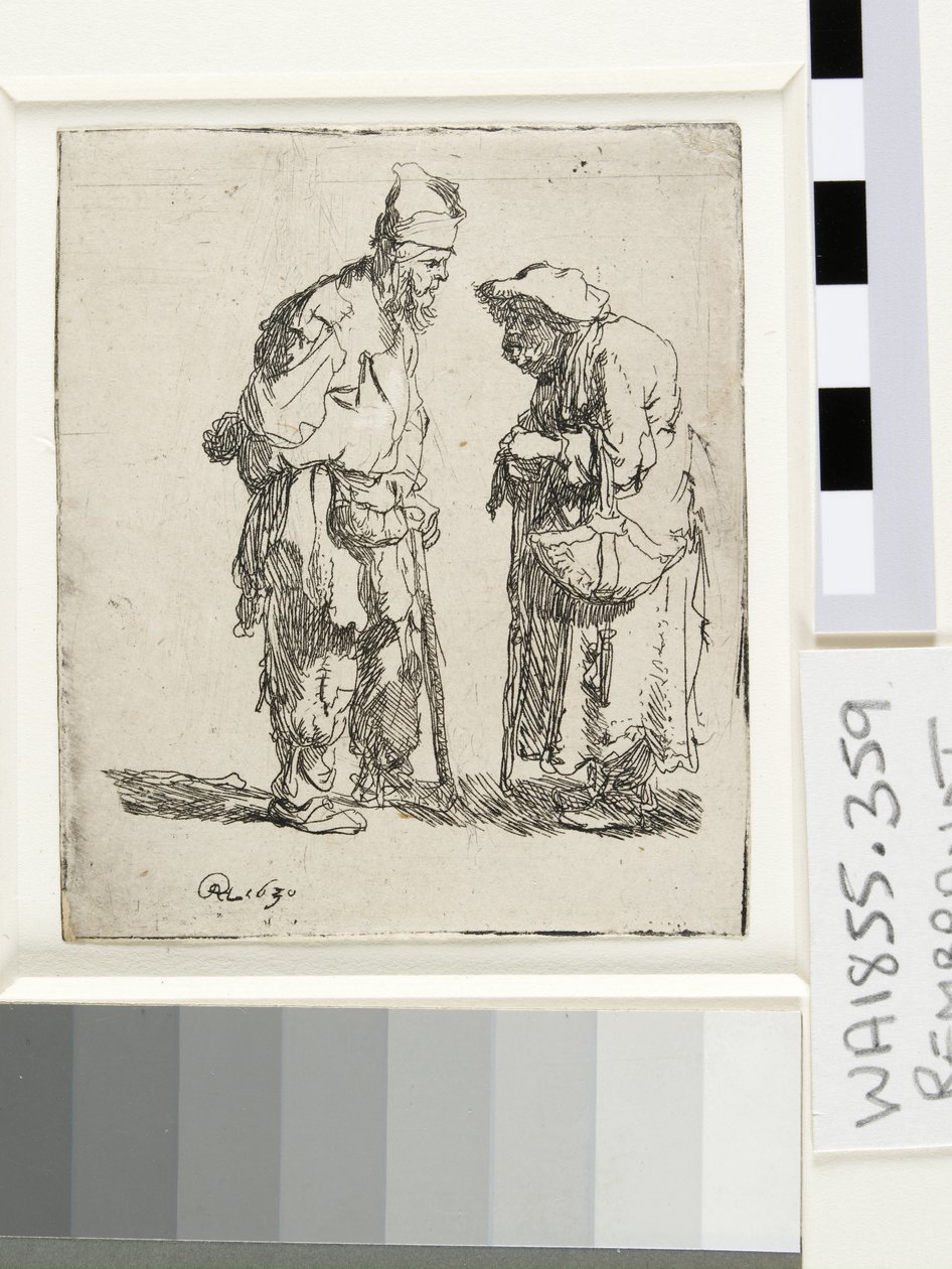 Dilenci Adam ve Dilenci Kadın sohbeti, 1630 by Rembrandt van Rijn