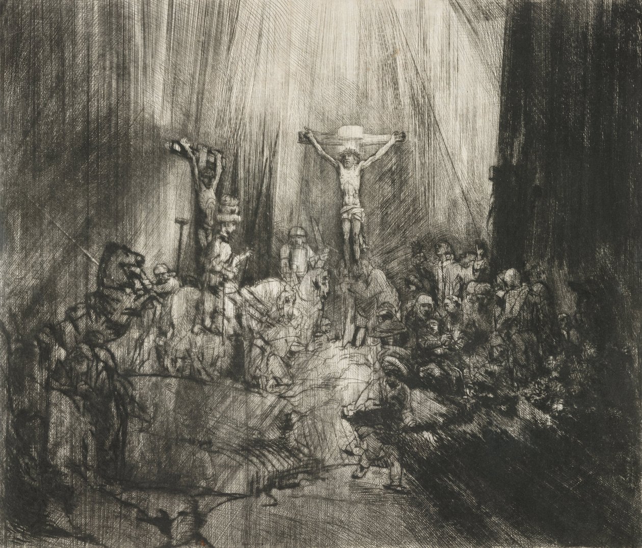 İki Hırsız Arasında Çarmıha Gerilen İsa (Üç Haç) by Rembrandt van Rijn