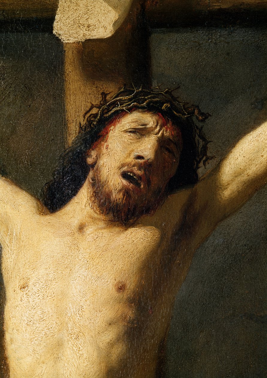 Çarmıhtaki İsa, başın detayı (154029 detayı) by Rembrandt van Rijn
