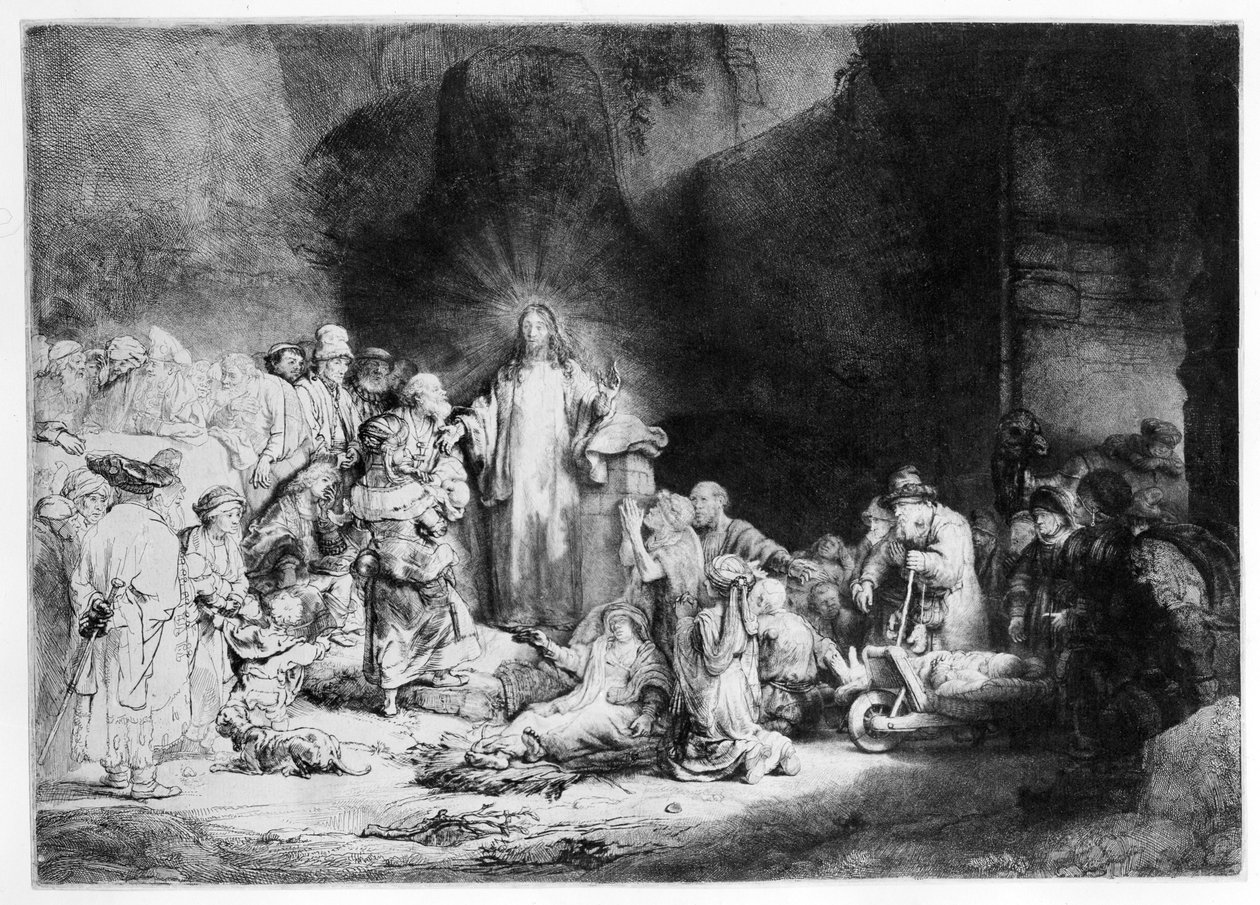 Kayalık bir arazide vaaz veren İsa, 1645 dolayları by Rembrandt van Rijn