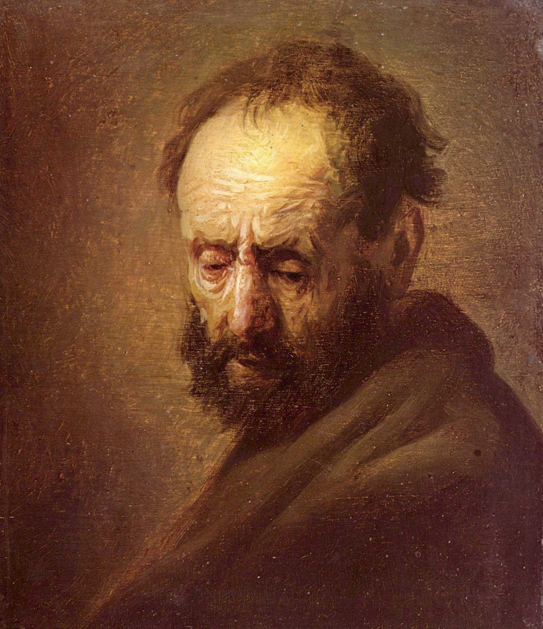 sakallı bir adamın başı by Rembrandt van Rijn