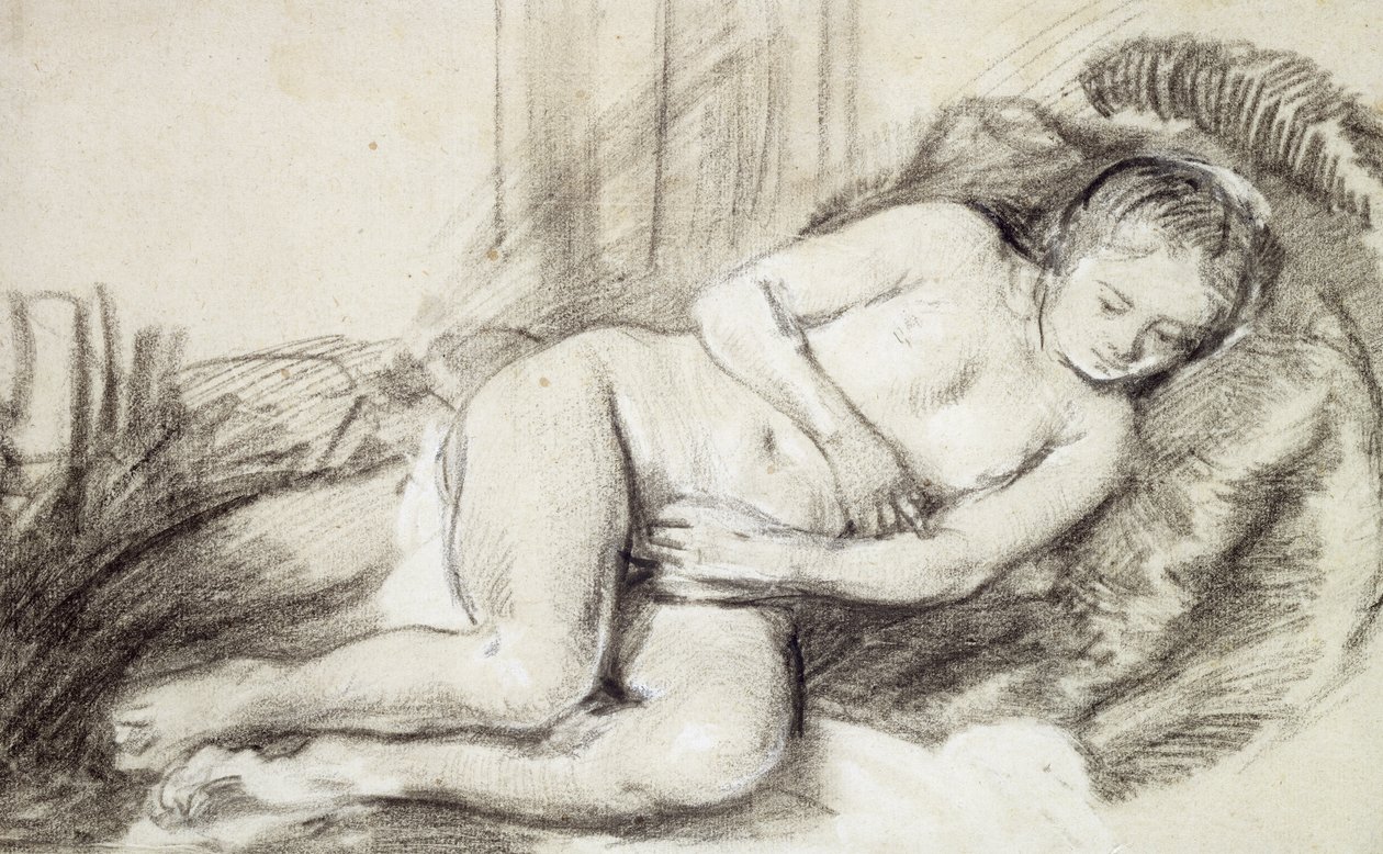 uzanmış kadın çıplak by Rembrandt van Rijn