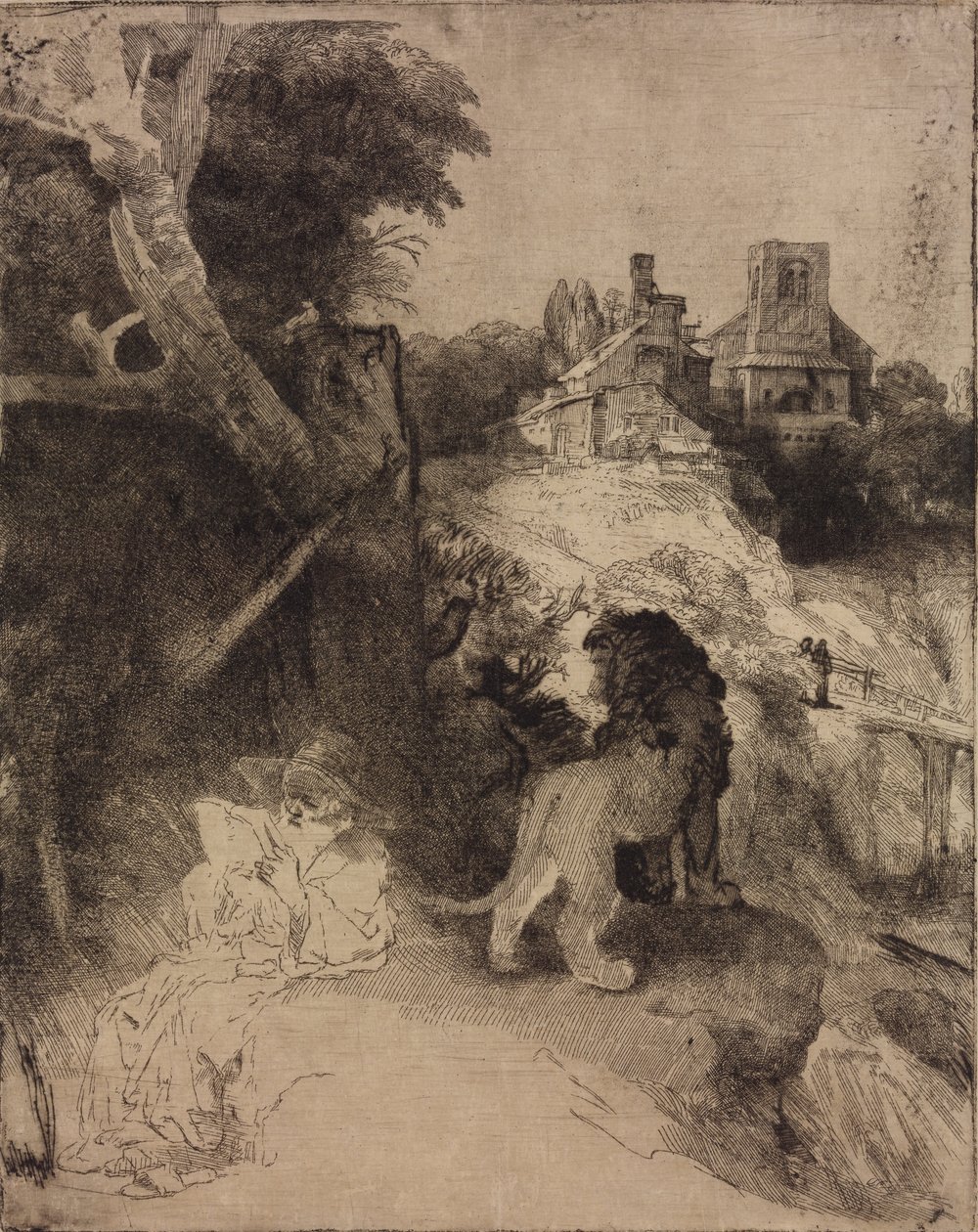 Bir İtalyan Manzarasında Aziz Jerome by Rembrandt van Rijn