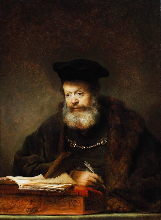 Bilgin, Yazı Masasında by Rembrandt van Rijn