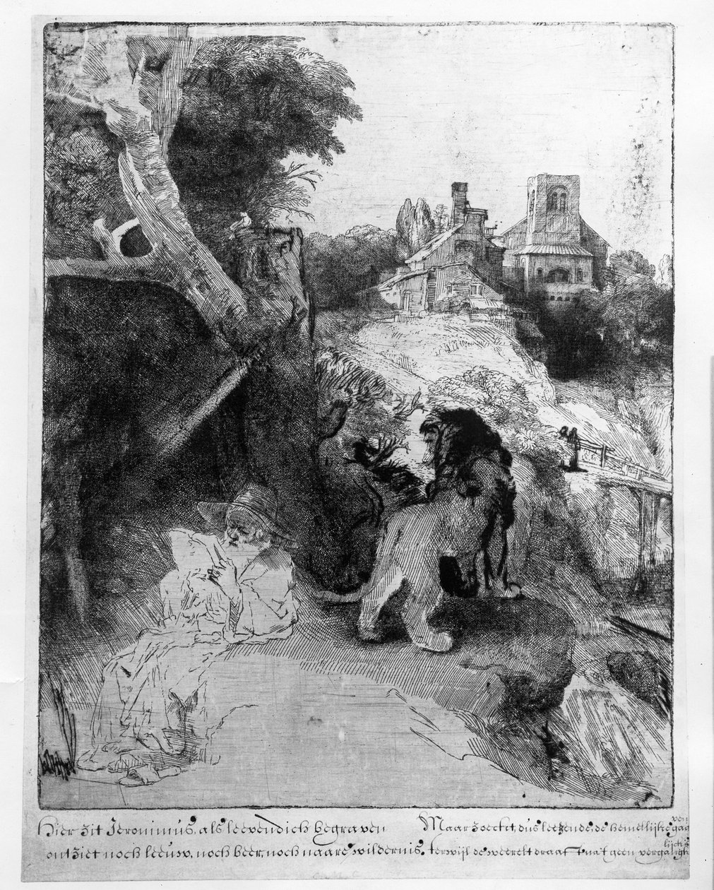 Bir İtalyan manzarasında St. Jerome, c.1653 by Rembrandt van Rijn
