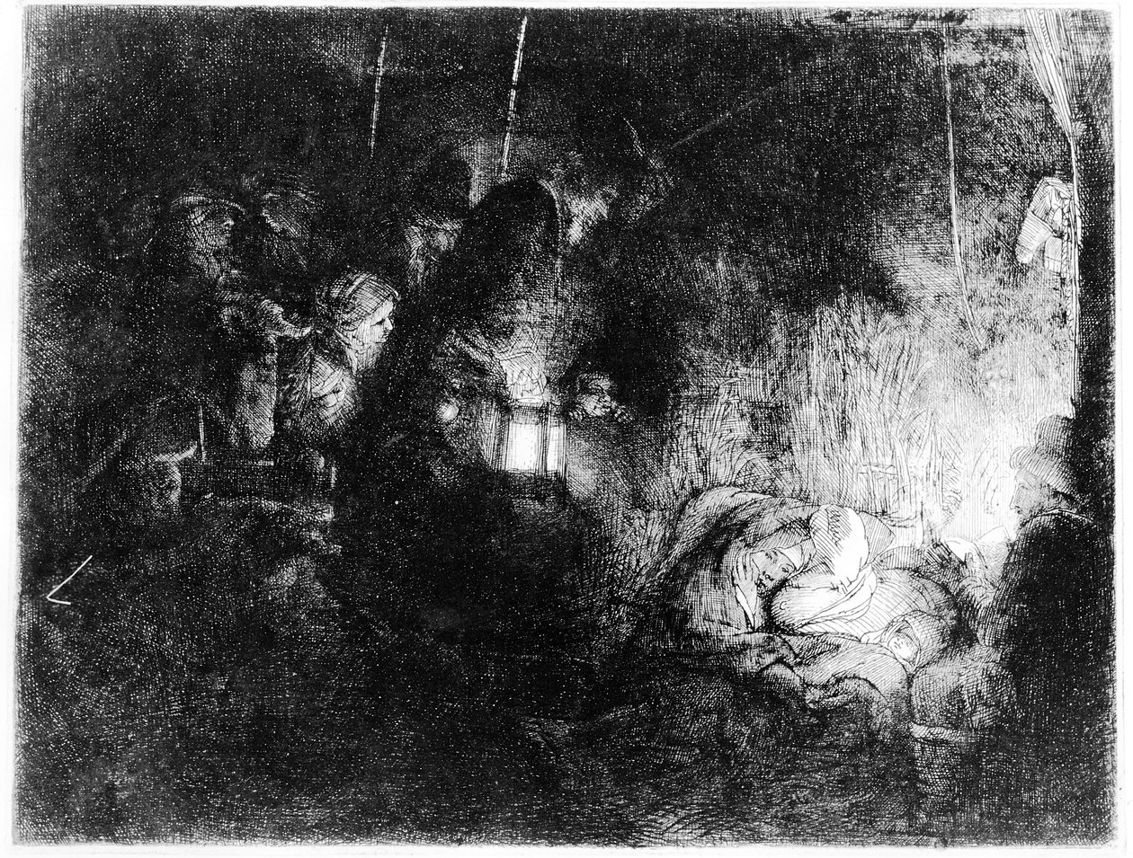 Çobanların Hayranlığı, c.1652 (gravür) by Rembrandt van Rijn