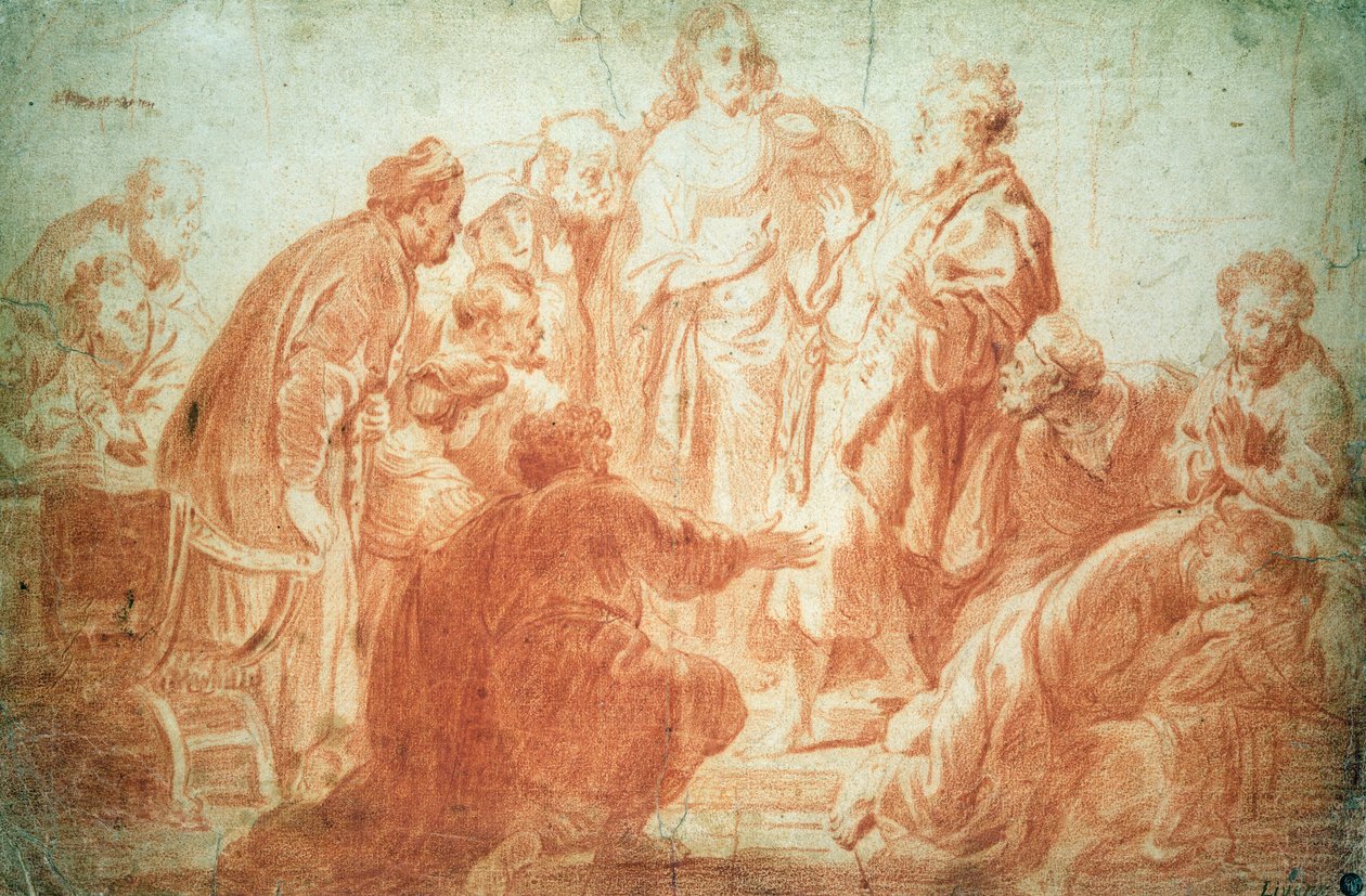 Şüpheci Thomas (kağıt üzerinde kırmızı tebeşir) by Rembrandt van Rijn