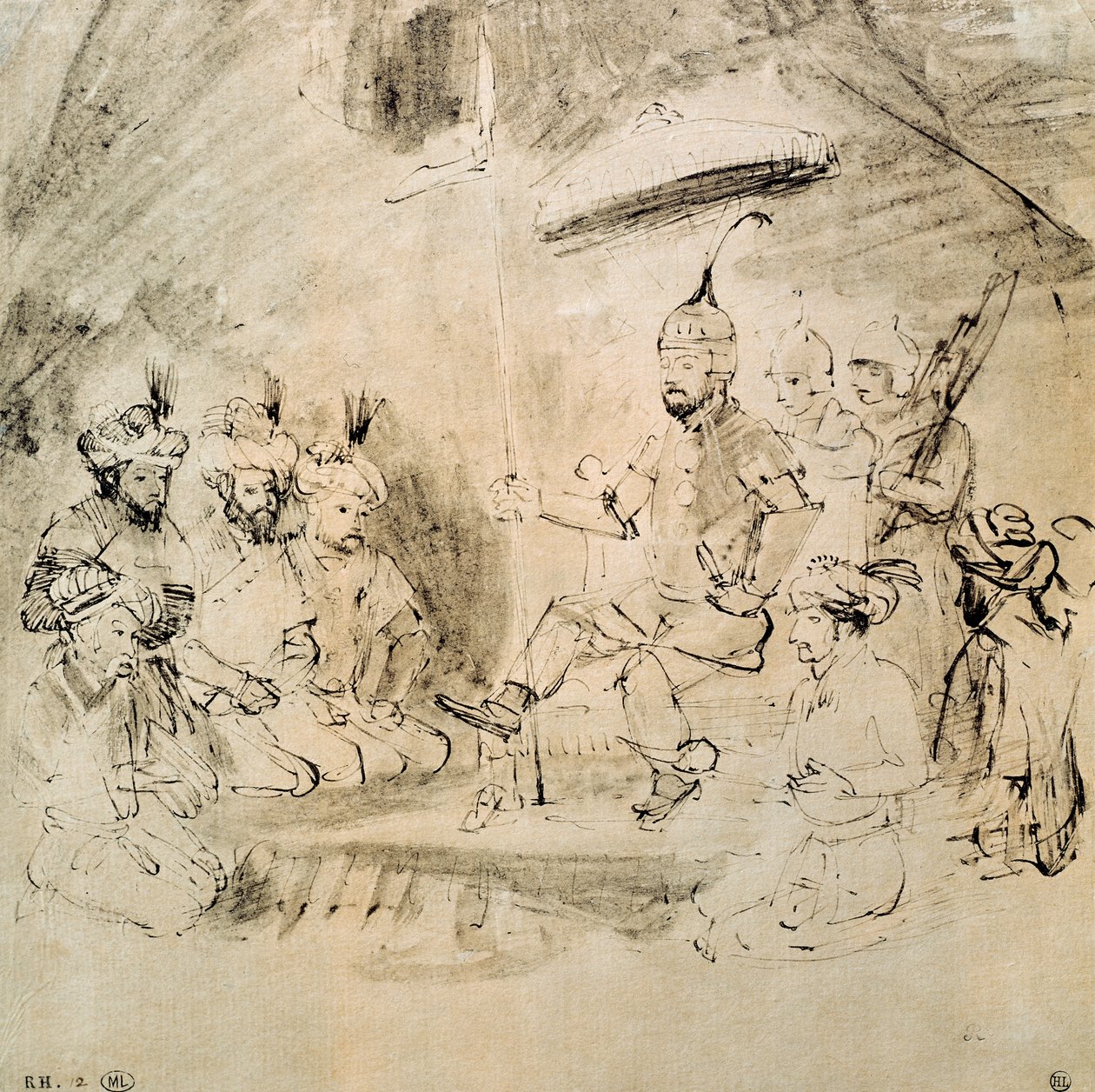 The Emperor Timur (1336-1405) on his Throne, after an Indian miniature  by Rembrandt van Rijn