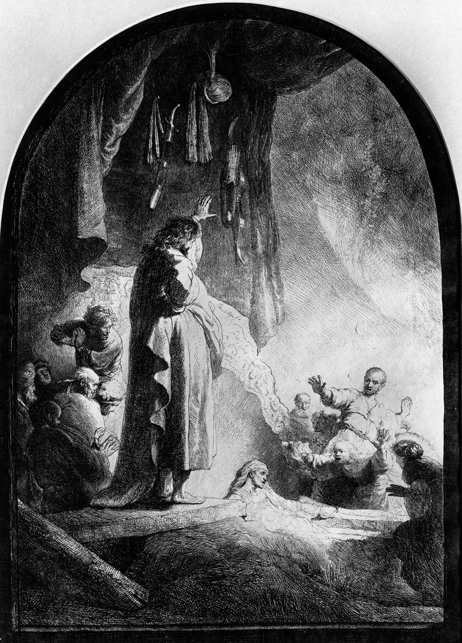 The Great Raising of Lazarus   by Rembrandt van Rijn