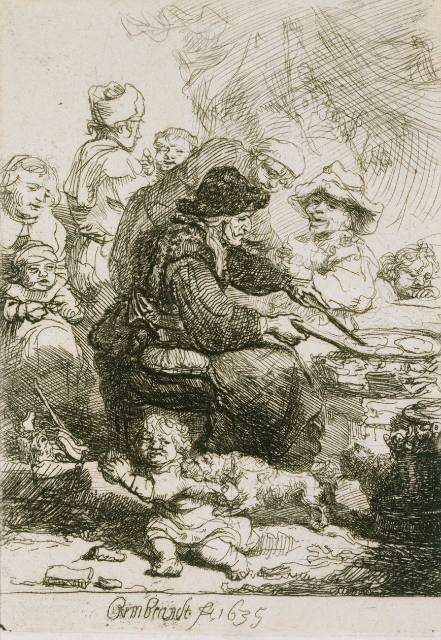 Gözleme Kadın, durum III by Rembrandt van Rijn
