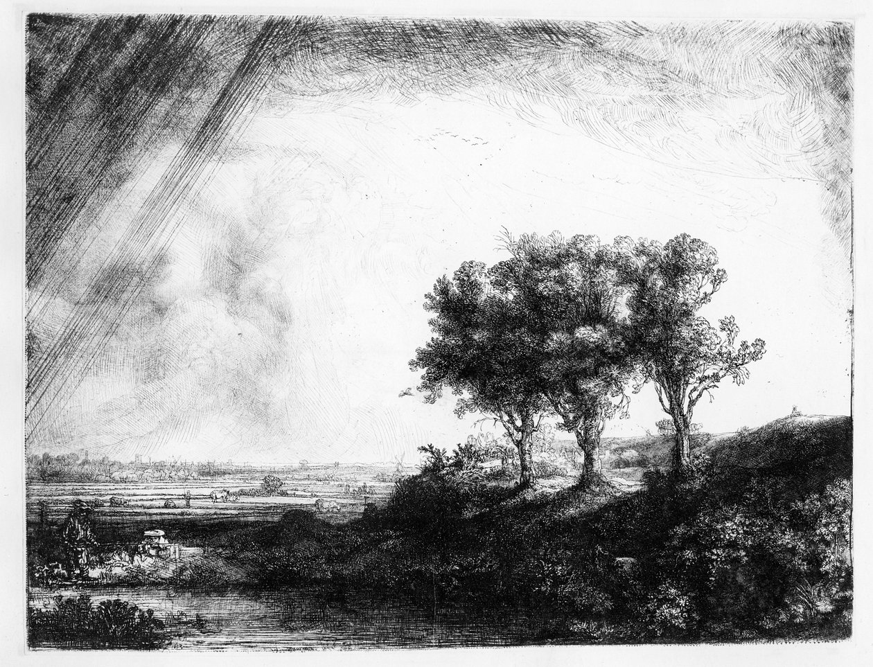 James Bretherton tarafından kazınmış Üç Ağaç by Rembrandt van Rijn