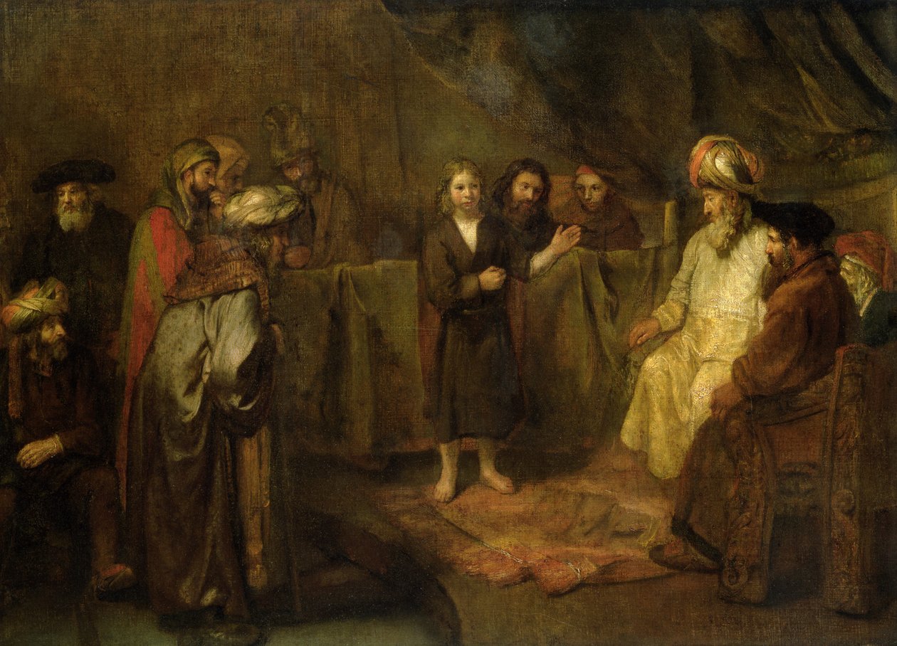 Yazıcıların Önünde On İki Yaşındaki İsa, c.1655 by Rembrandt van Rijn