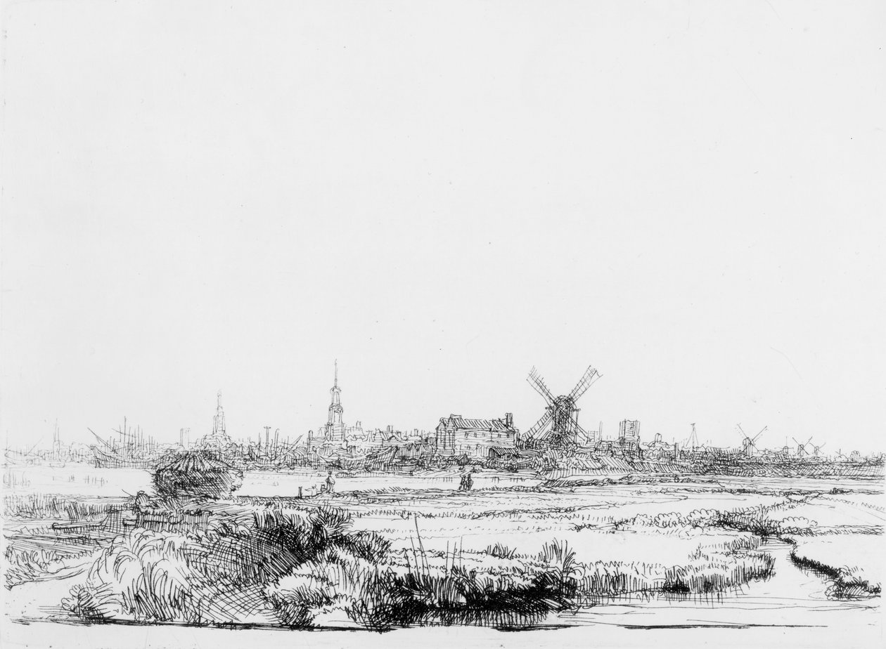 Amsterdam manzarası, c.1640 by Rembrandt van Rijn