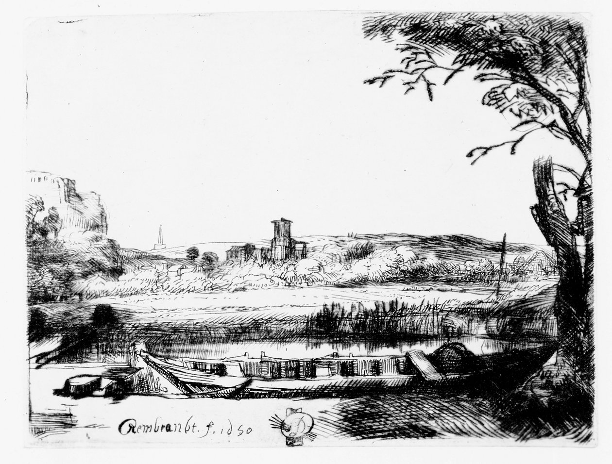 Kanal Görünümü, 1650 by Rembrandt van Rijn