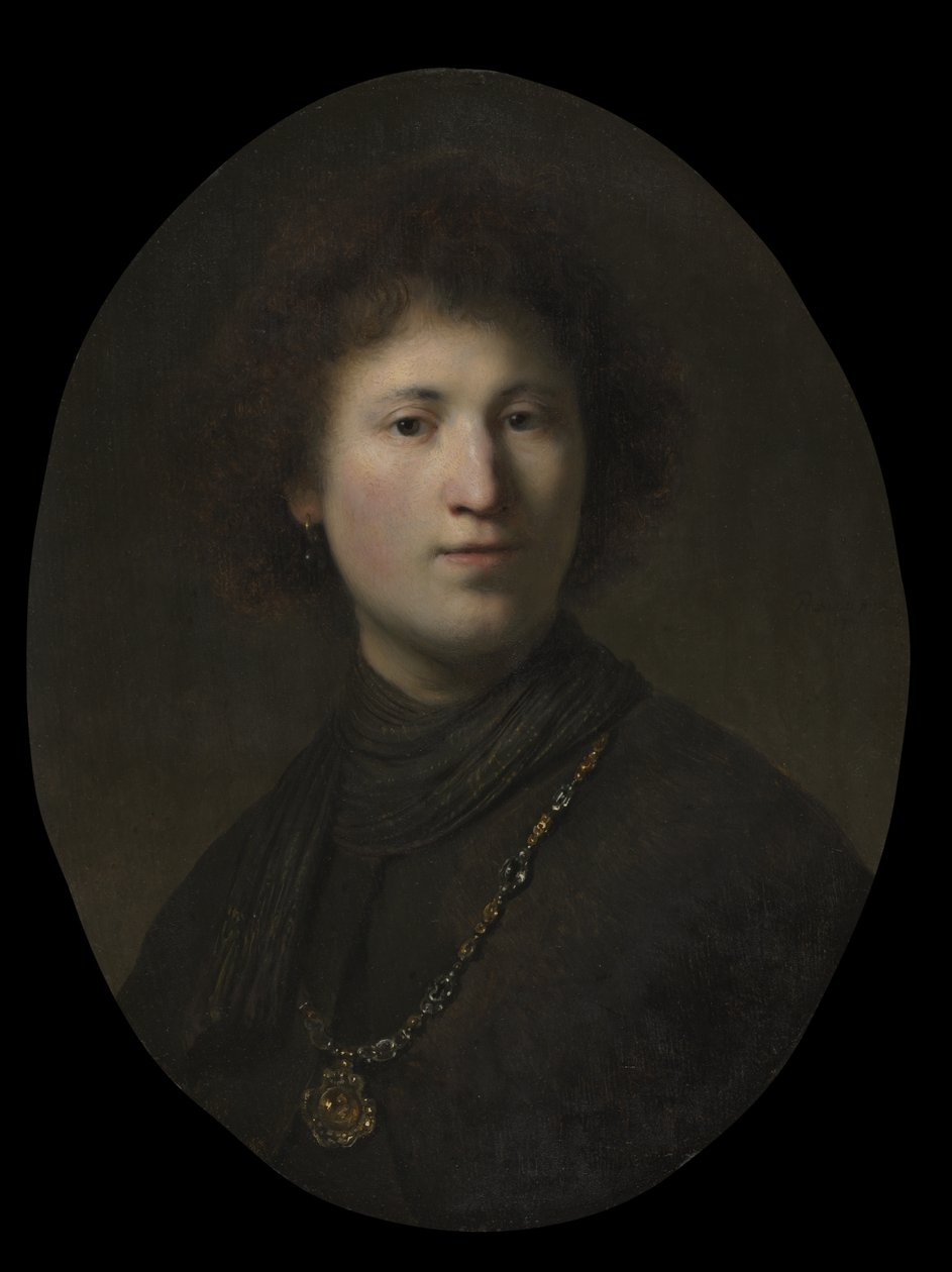 Zincirli Bir Genç Adam, c.1630 (tahta üzerine yağlı boya) by Rembrandt van Rijn